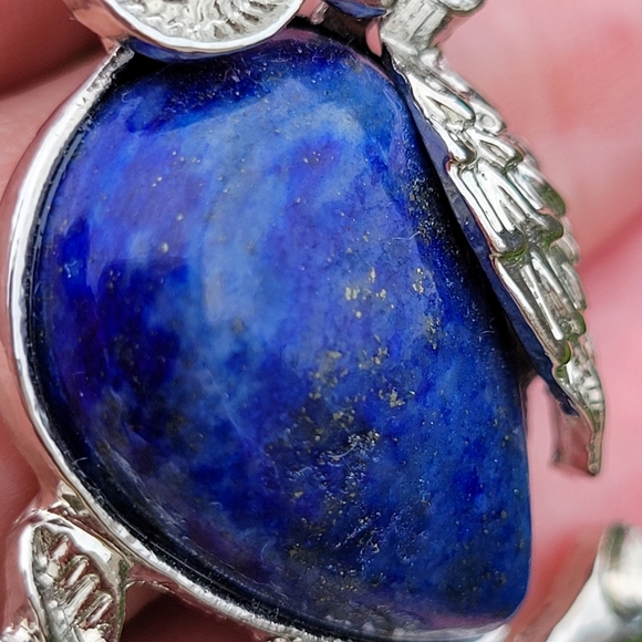 Turtle Brooch & Owl Pendant ~ Silver & Gold Tones ~ Blue Stone ~ Nice! - Picture 13 of 15